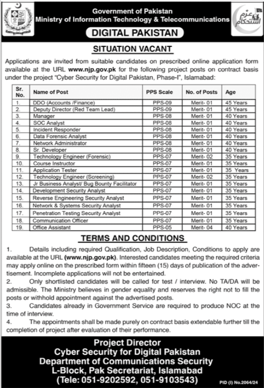 Ministry of Information Technology and Telecommunication Jobs 2024