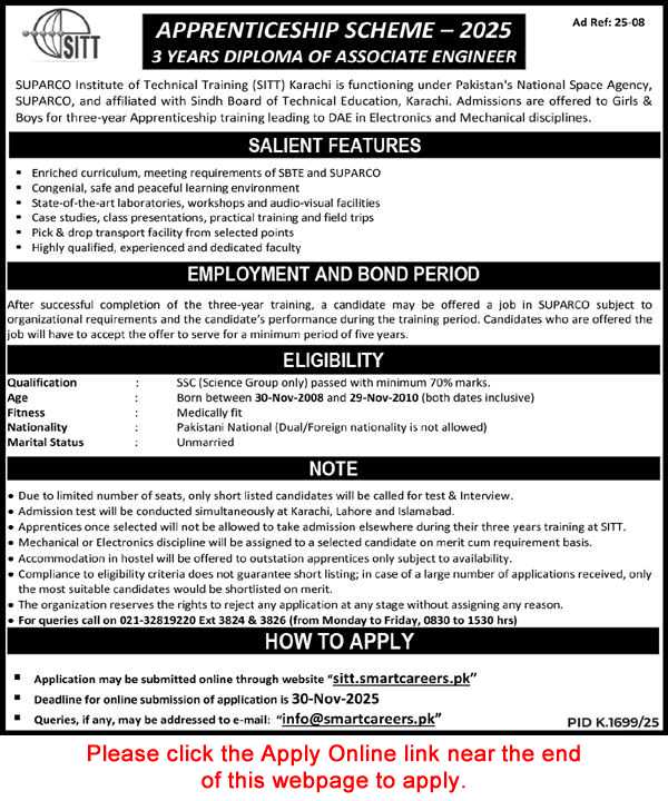 Suparco (SITT) Apprenticeship Scheme 2025