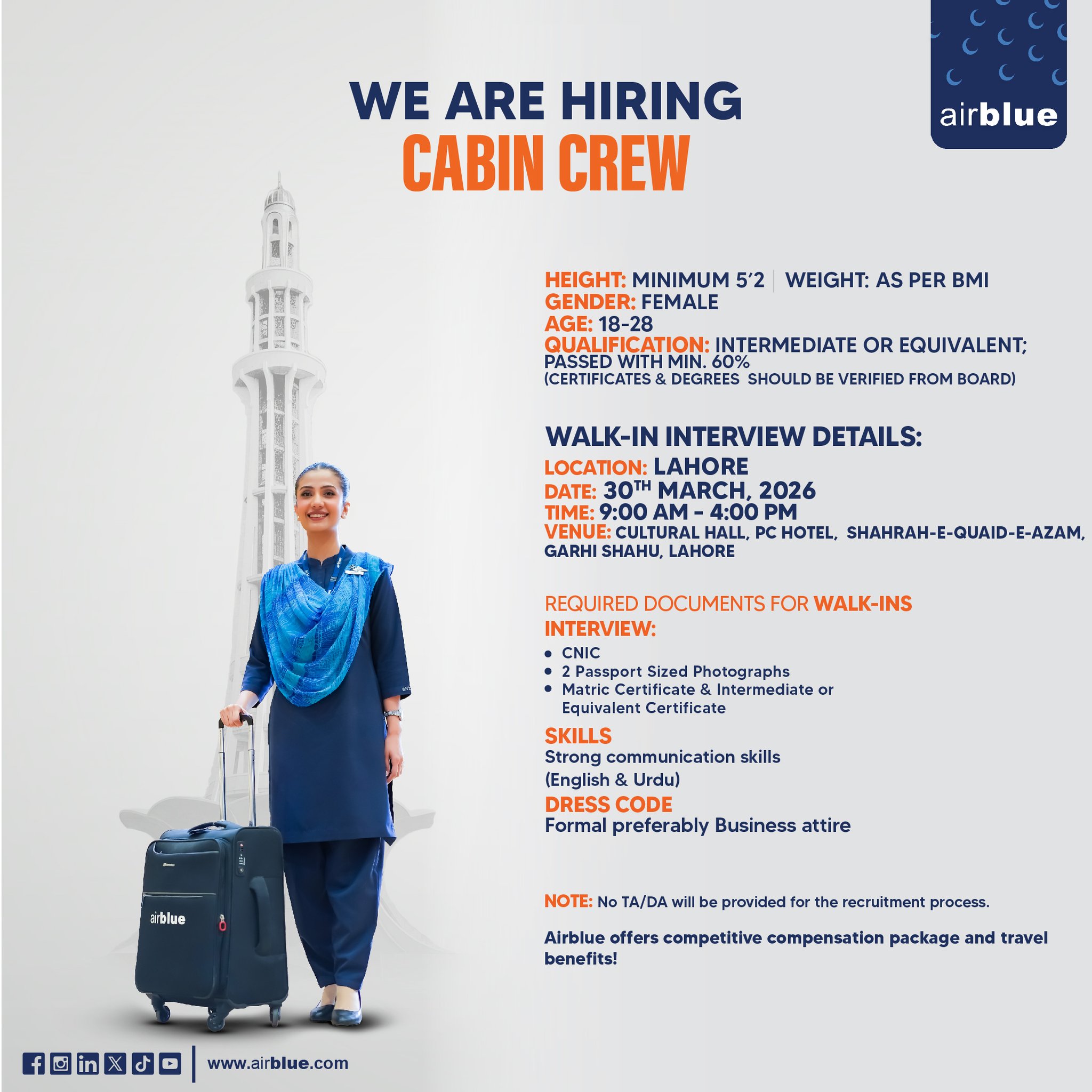 Air Blue Cabin Crew Jobs 2026