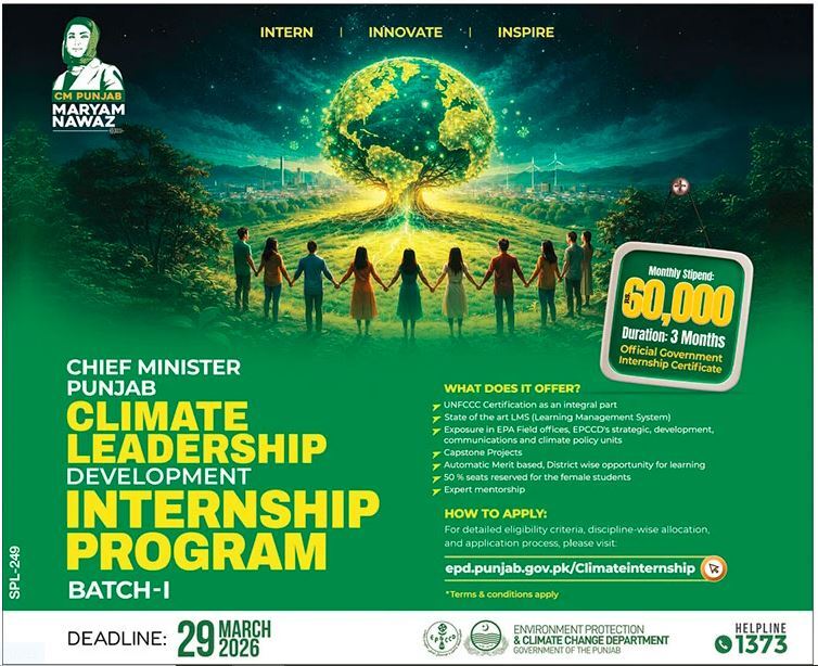 Chief Minister Punjab Climate Leadership Development Internship Program Bach-1 2026